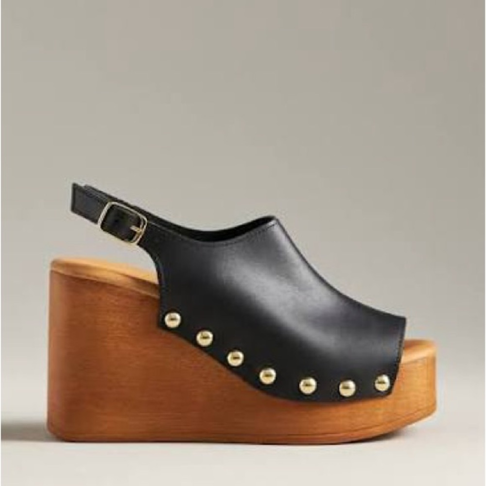 By Anthropolgie Slingback Wood-Bottom Heels Size 40 New In Box